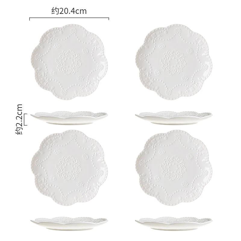 18 pcs Kit relief ceramic bowl set / plate and bowl set / home dining set / European-style bowl and plate set