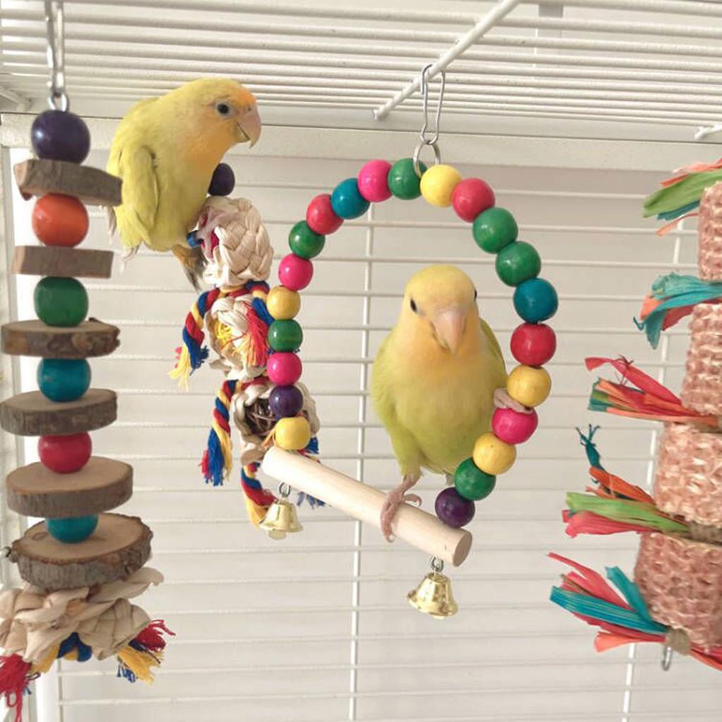 Parrots Cage Ladder Swing Set Wooden Swing Rattan Toy Standing Supplies Bridge Training Parrots Standing Supplies