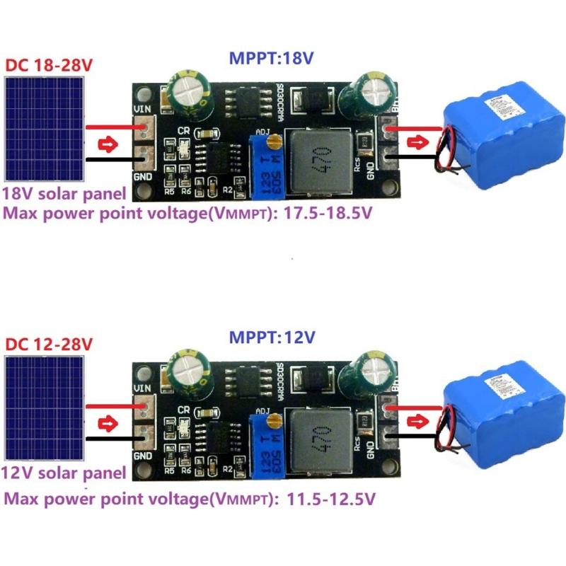 Solarmodul MPPT Controller zum Laden von Lithium-Ionen/LiFePO4-Batterien - 1A, 3,2V-18,5V