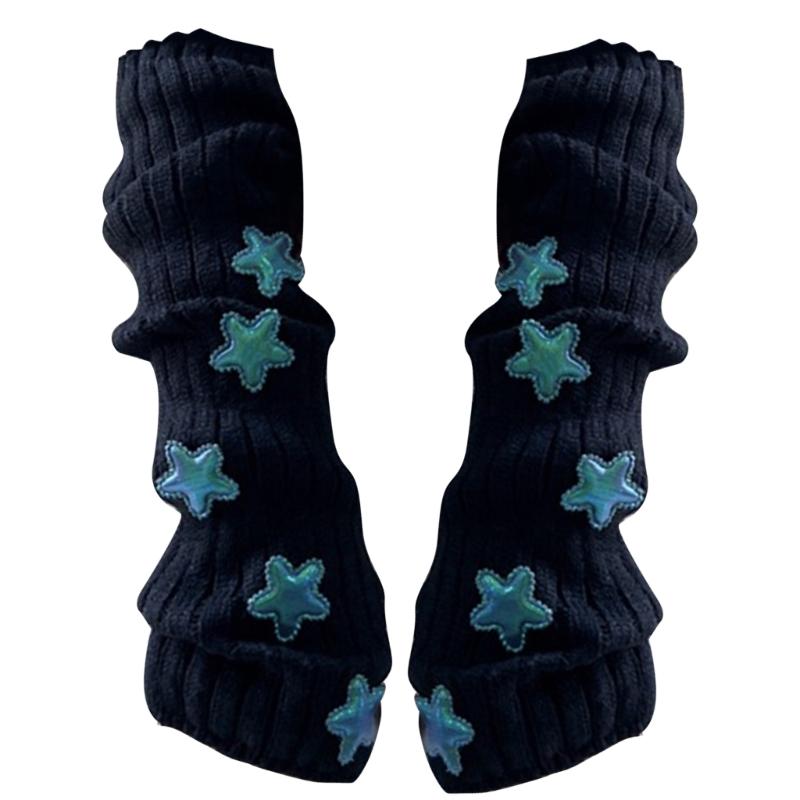 

Вязаные Удлиненные Митенки без пальцев Японские Вязаные Рукава Эластичные Сохраняющие тепло Гетры для рук Перчатки для Девочки Подростка чёрный