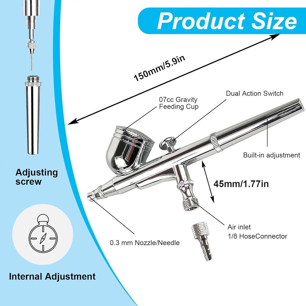 Portable Single Action Airbrush 0.3mm Nozzles Spray Airbrush Pen For Model Cake Nail Car Painting Beauty Inkjet Tool