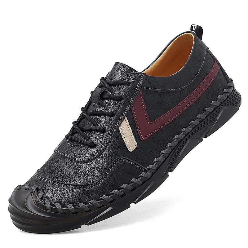 

Мужские туфли, новые мужские кожаные туфли Doudou, подошва из говяжьих сухожилий, большие размеры, повседневная обувь, одна педаль 38 чёрный