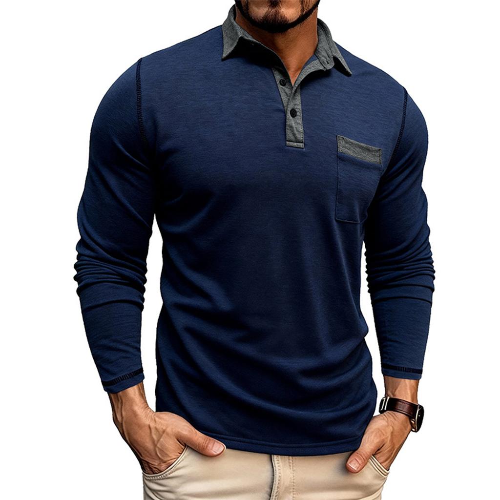 Shoulder Sleeves Men'S Long Sleeved Patchwork T-Shirt Casual Top