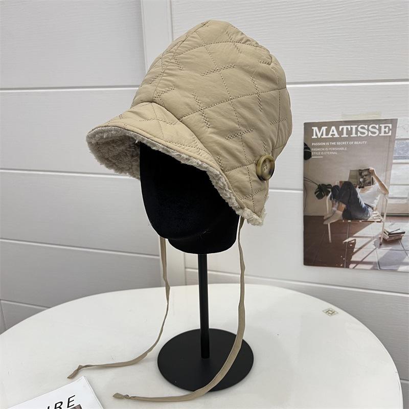 

Fleece and thicker in autumn and winter, open warm loli hat, cute little fresh student cold hat M（56-58cm） хаки