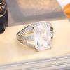925 Silver Plated Hyperbole Cubic Zirconia Rings for Women Luxury Wedding Bands Accessories Anniversary Party Jewelry