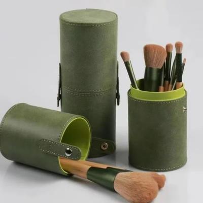 PU Leather Empty Cosmetic Brushes Pen Holder Dust-Proof Makeup Brush Organizer