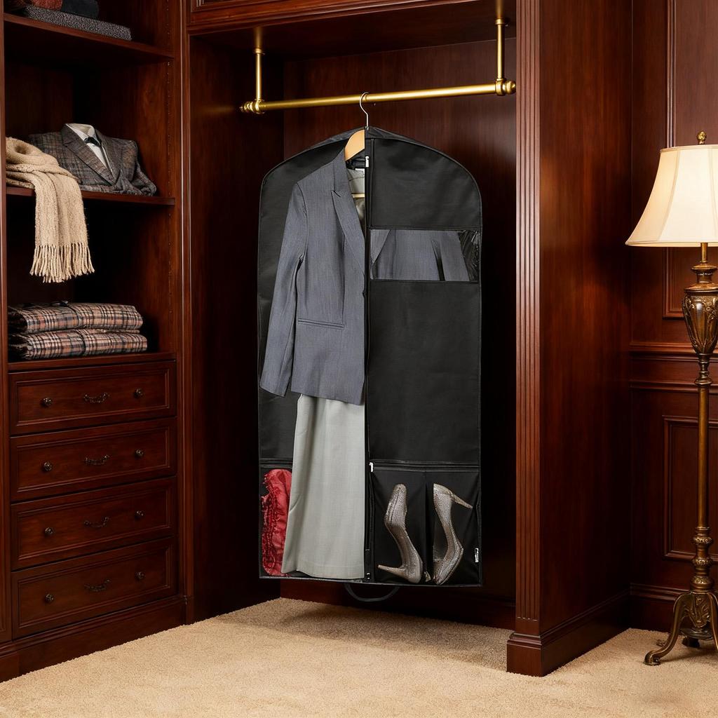 Garment Bag Black Zippered Closet Storage Clothes Cover Garment Storage Bag With Zipper For Gowns Clothing Outfit Clothes Dress