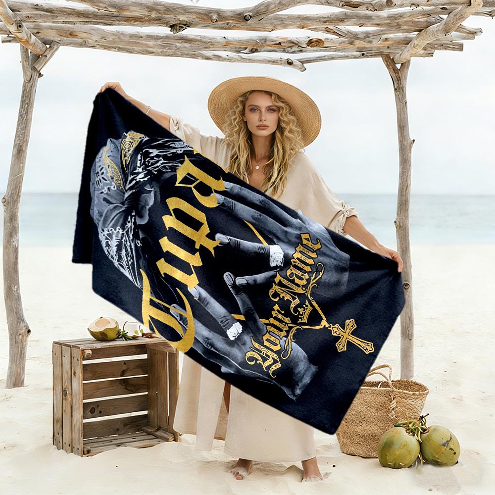 2pac Customized Name Beach Towel High Absorbency & Quick-Dry Portable for SwimmingBeachCamping Travel Beach AccessoriesGym