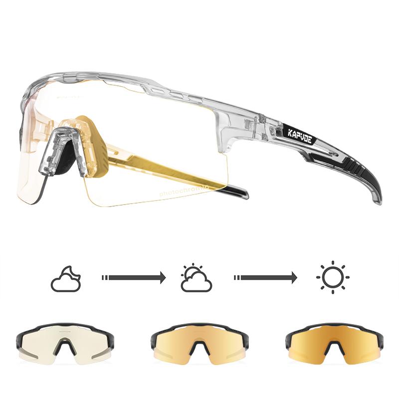 Kapvoe Photochromic Cycling Glasses Sunglasses for Men Women Sport Speed Road Mtb Mountain Bike Bicycle Cycl Eyewear Goggle