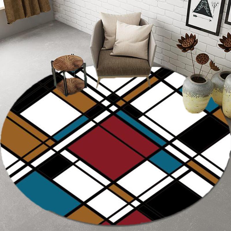 

Детский ковер для ползания, круглый напольный коврик, решетчатый ковер для детской комнаты, ковер для спальни, гостиной, геометрический ковер, домашний декор 40
