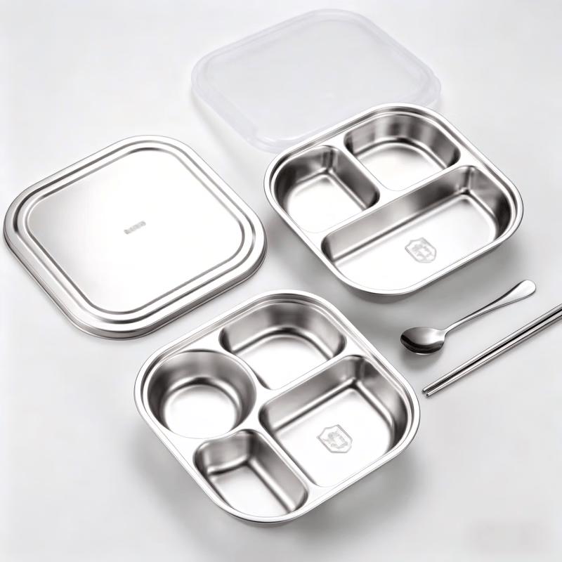 Shenjia 304 Stainless Steel School Divided Meal Tray No Lid