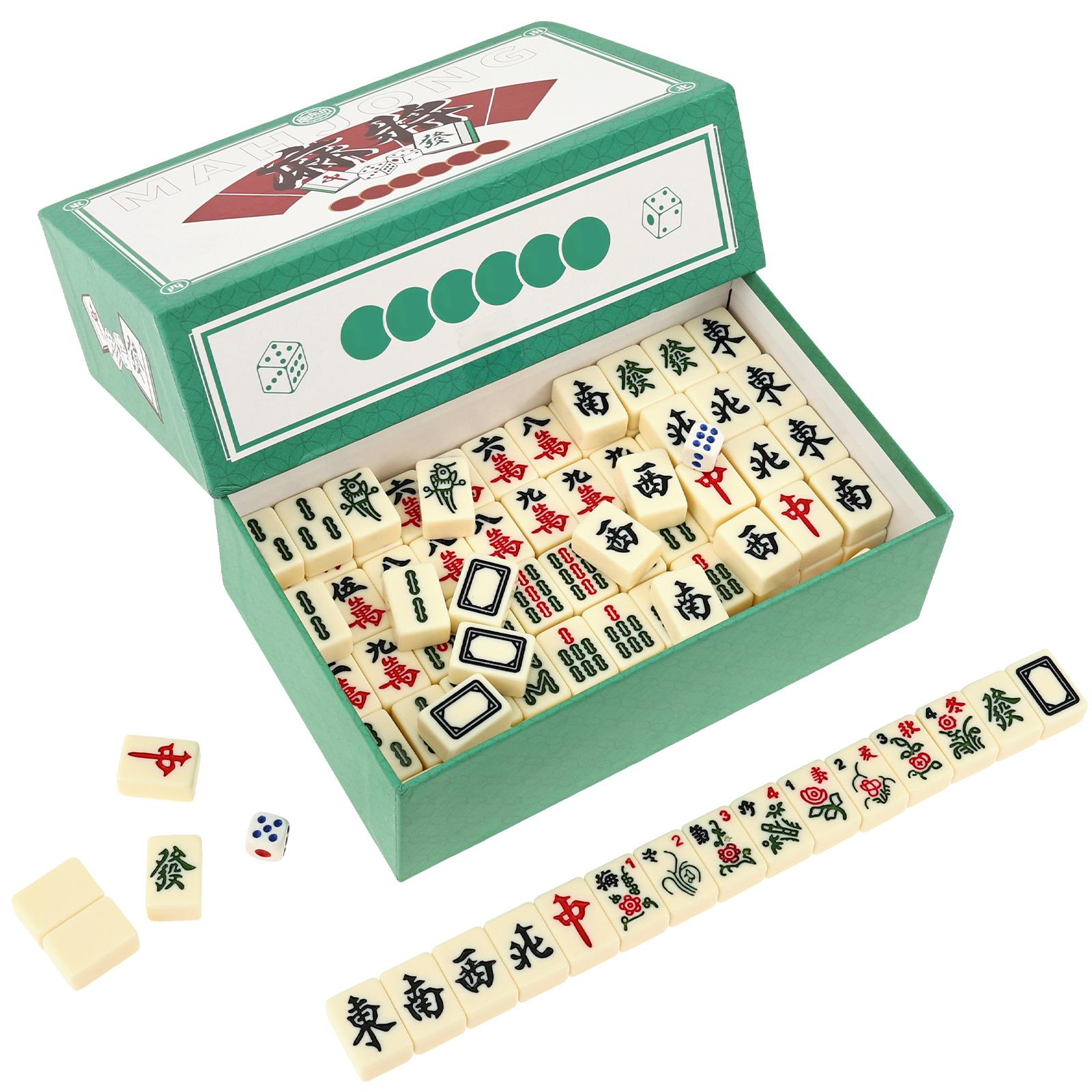 

Mini Mahjong Set Travel Mahjong Set Portable Chinese Traditional Board Game with 2/4 Dice 144/146 Tiles for Leisure Travel Party