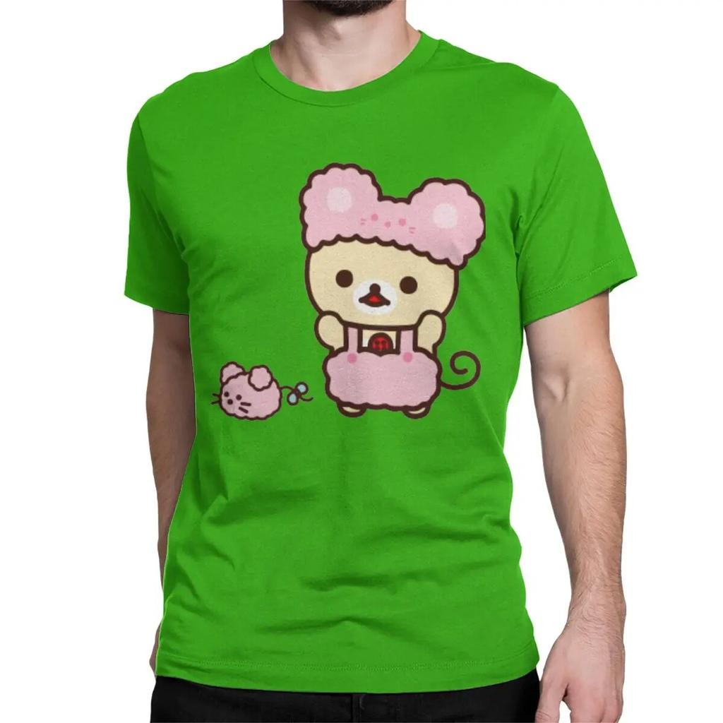 Novelty Rilakkuma Korilakkuma T-Shirts Unisex Wo Unisex Crewneck 100% Cotton T Shirt Short Sleeve Tee Shirt Plus Size Clothing