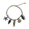 Waterproof Ocean Style Bracelet Stainless Steel Conch Shell Hand Chain Braided Rope Bangle  Travel