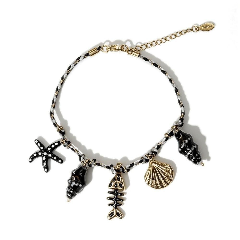 Waterproof Ocean Style Bracelet Stainless Steel Conch Shell Hand Chain Braided Rope Bangle Travel