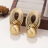 Elegant Boho-Chic Geometric Earrings - 18K Golden Plated, Colorful Metallic Design with Spherical Accents, Perfect for Daily Wear & Special Occasions,