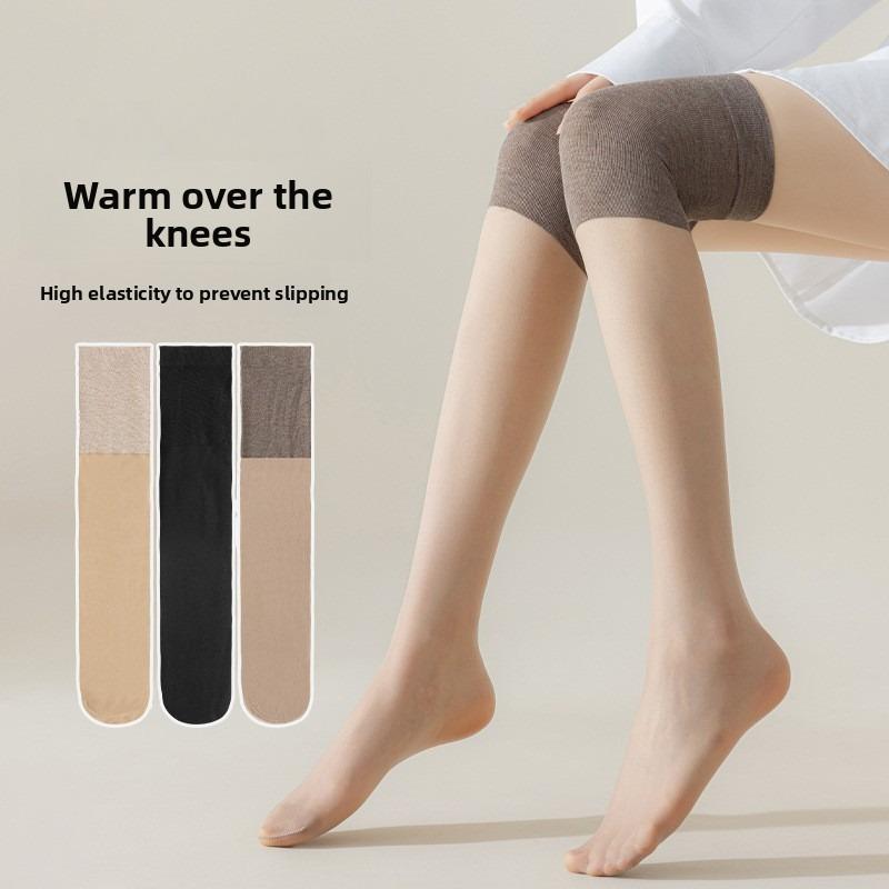 Spring, Autumn and Winter Knee Protection, Air-conditioned Silk Stockings, Long Stockings, Anti-snagging Silk Spliced Over-the-knee Stockings