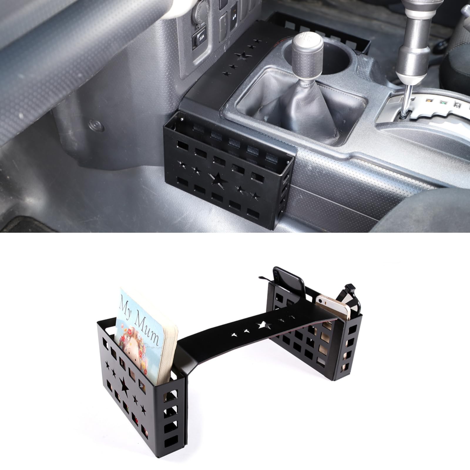 

Toyota FJ Cruiser Консоль для хранения вещей Внешняя консоль Центр хранения в консоли Прочный интерьер автомобиля Алюминиевый сплав (2007-2021) Корзина, Хранение, чёрный