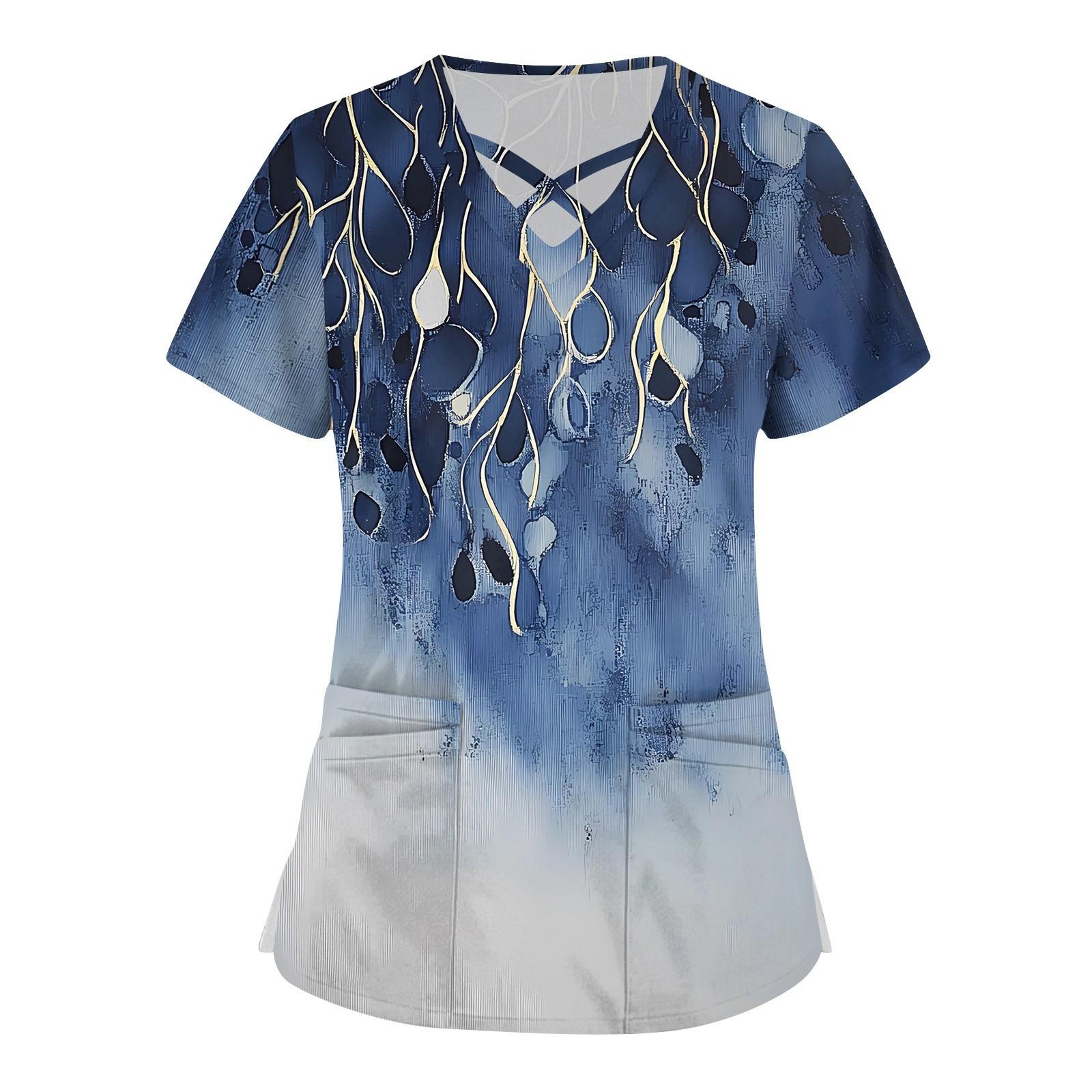 

Женский топ с коротким рукавом и V-образным вырезом, принтом и карманом Dry-nurse XXXXL