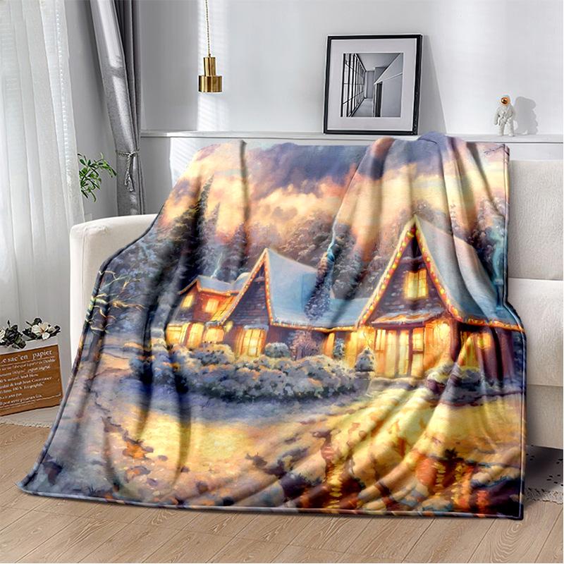 Cartoon Santa Claus Merry Christmas Tree Kid Gift  Soft Plush Blanket,Flannel Blanket Throw Blanket for Living Room Bedroom Sofa
