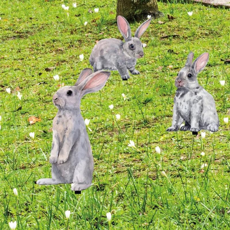 1/3pcs Easter Rabbit Yard Signs Spring Yard Stake Decorative Garden Stakes for Indoor Outdoor Courtyard Lawn Decoration