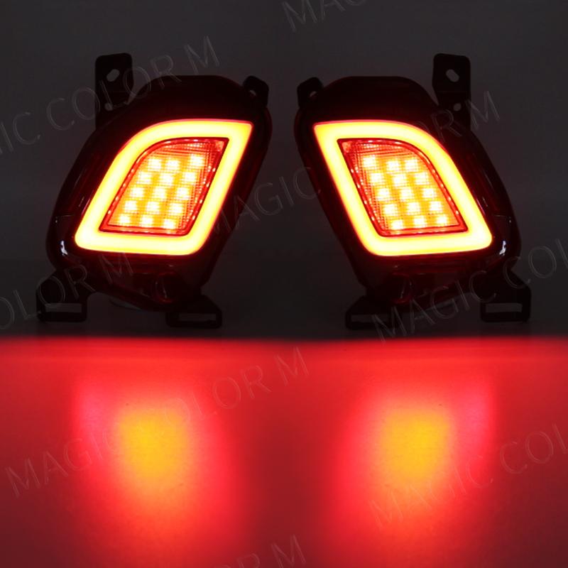 For Toyota Highlander 2015 2016 2017 2018 Rear Bumper Reflector Lights Led Fog Lamp Brake Light Turn Signal Car Accessories 12V
