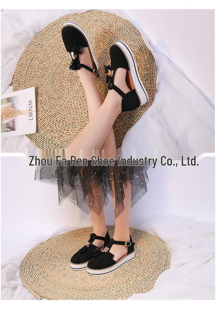 2020 Summer Tassel Buckle Strap Thick Sole Plus Size Women's Casual Sandals