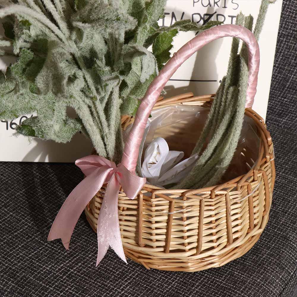 Decoration Rattan Photo Props Flower Basket Desktop Decoration Clutter Organizer Storage Basket