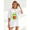 Avocado Print Oversized T-Shirt Black Cute Avocado Design For Casual Wear And Everyday Outfits