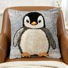 Cute Baby Penguin Pillow Cover 2D Faux Print Adorable Arctic Animal Cushion Case For Sofa Bed Couch Cozy Kids Nursery Home
