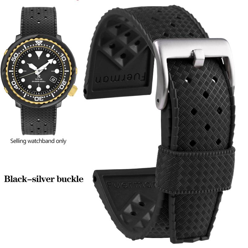 Tropical Rubber Strap  for Seiko SRP777J1 Soft Silicone Diving Waterproof Breathable Sport Wristband Men 20mm 22mm Watch Band