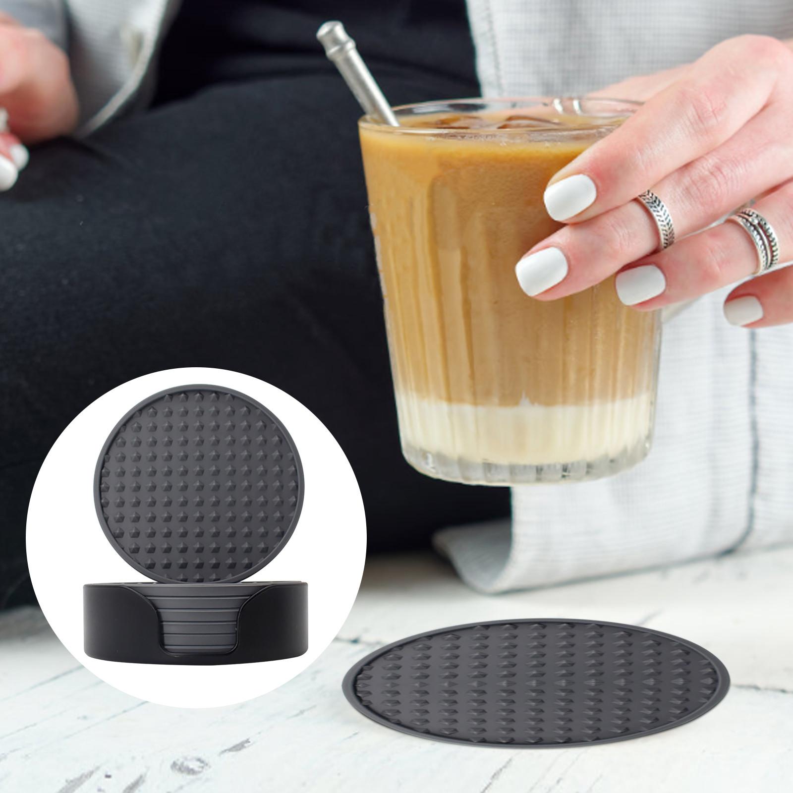 

6pcs Non-Slip Silicone Drinking Coaster Set Holder Cup Mat Pad Table Placemats Nonslip Coffeee Kitchen Accessories серый