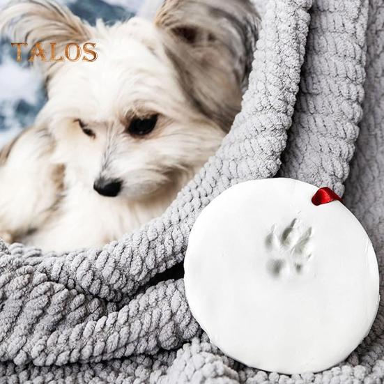 2 Pcs Dog/Cat Paw Print Kit DIY Pet Paw Print Hanging Ornament with Customization Tools And Display Stand Clay Pawprint Keepsake Kit