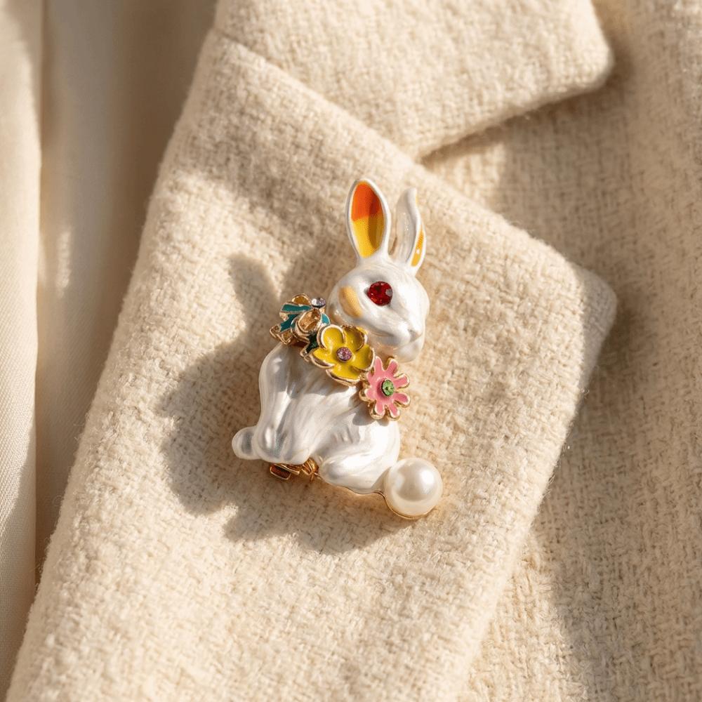 Vintage Rabbit Brooch Zinc Zinc Alloy Easter Enamel Pin Kawaii Animal Brooch  Lady