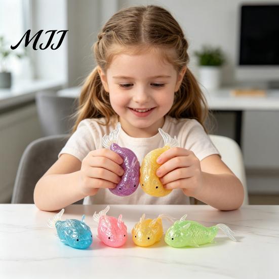 Kids Stress Reliever Maltose Glow Arowana Squeeze Toy Slow-Rising Silicone Fidget for Cute Cartoon Relief Fish-Shaped Decompression Gadget Adults