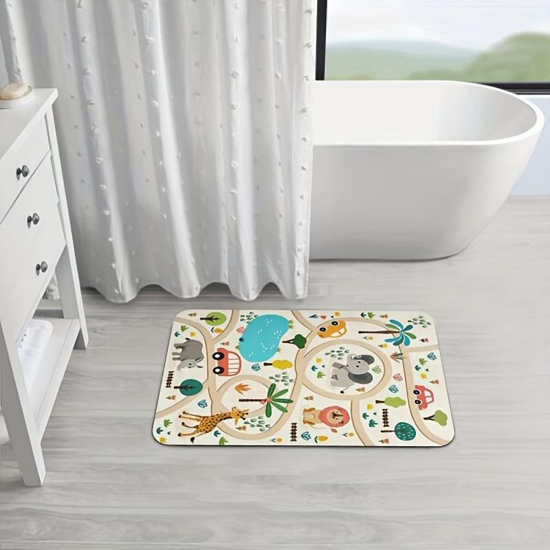 Waschbare weiche Lernspiel-Bodenmatte für den Innenbereich, kleiner Teppich für den Wohnbereich, pflegeleichte bunte Tiermuster, Heimdekorationsmatte