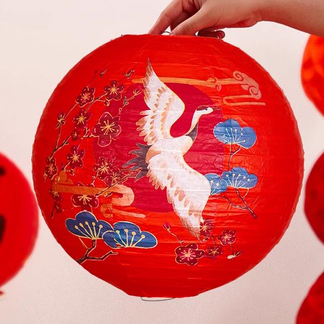 Red Double Happiness Lanterns for Wedding Room and Courtyard Décor