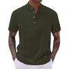 Men's Summer T-shirt British Loose Striped Solid Color Short-sleeved Lapel Top