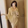 Winter Warm Faux Fur Collar Knitted Tassel Plush Wraps Scarf Womens Knitting Shawl
