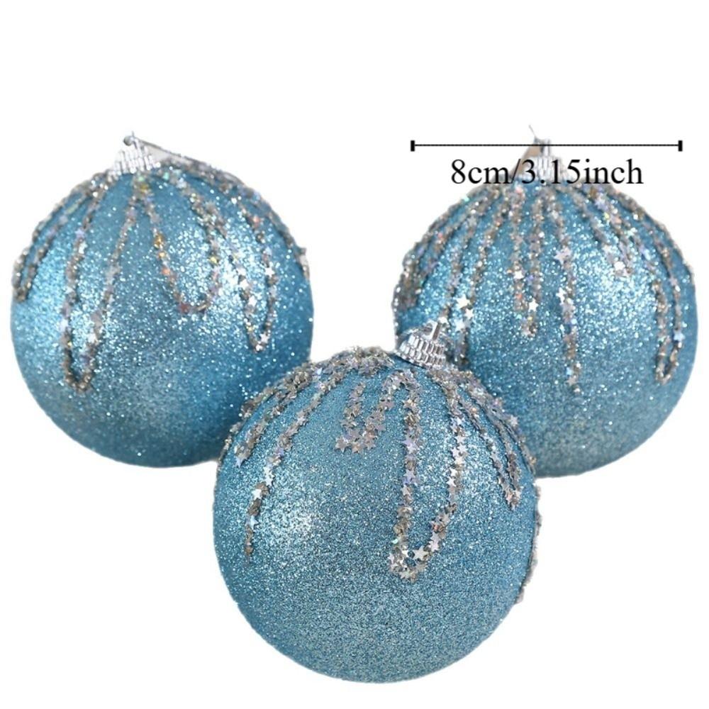 3 pcs/set Glitter Christmas Color Balls Hanging Decorations Xmas Tree Ornaments  Party Decor