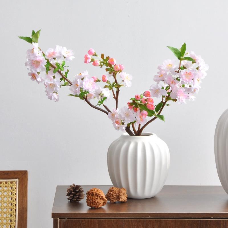 3Pcs White Cherry Blossom Artificial Flowers Spring Home Wedding Decor Table Centerpiece Flowers Pink Japanese Aakura Floral