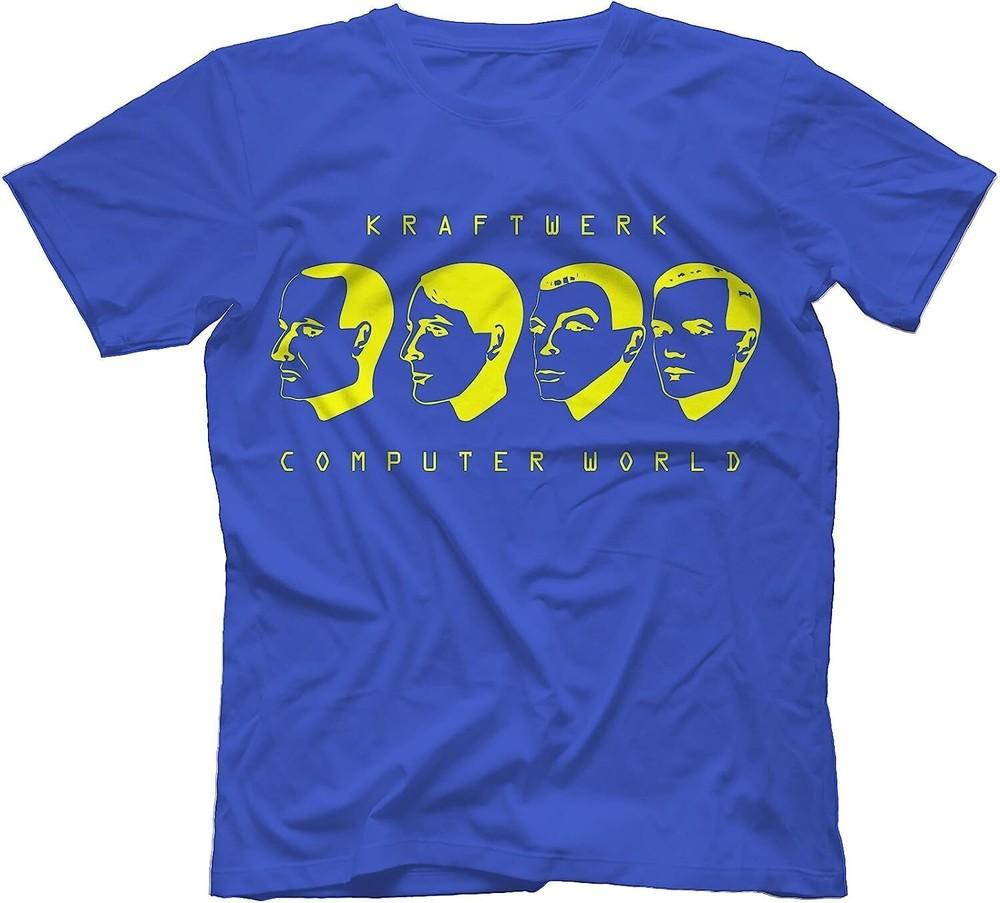 Vtg Kraftwerk Band Blue T-Shirt Heavy Cotton Full Size Gift For Fans BL411 Unisex T-Shirt S
