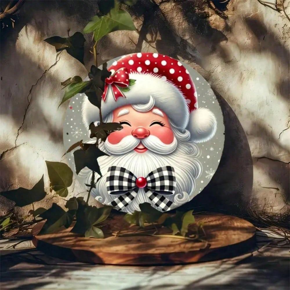 1pc Vintage Merry Christmas Santa Claus Metal Tin Sign 7.8x7.8 Inch Holiday Home Decor Wall Art Gift