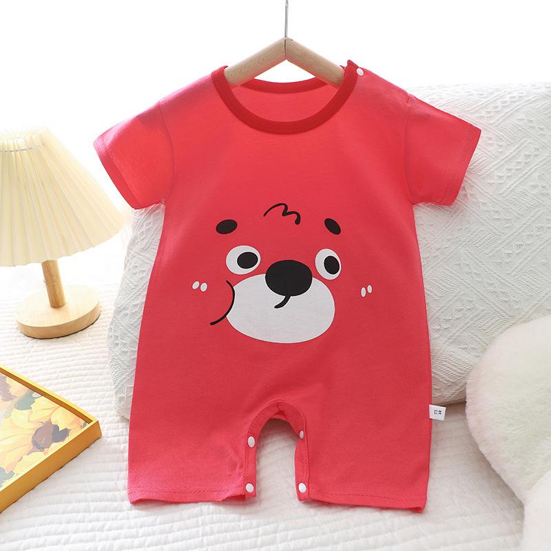 2026 Summer Kids O-Neck Short Sleeve Pajama-Rompers Baby Spring Short Crawling Clothes Cartoon Cotton Jumpsuit for Girl Boy