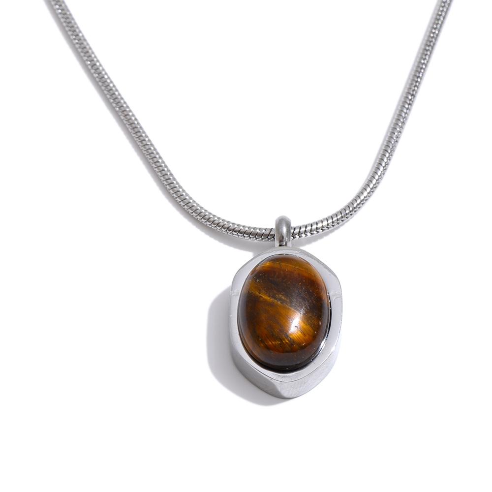 

Yhpup Stainless Steel Tiger Stone Cast Pendant Necklace for Women Hot Style New Arrivals Fashion Daily Jewelry Recommend