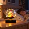 Modern Holiday Ornament for Tables Magnetic Levitating Santa Claus Tree with LED Light, Lighted Rotating Floating Christmas Glass Ball Tabletop Office