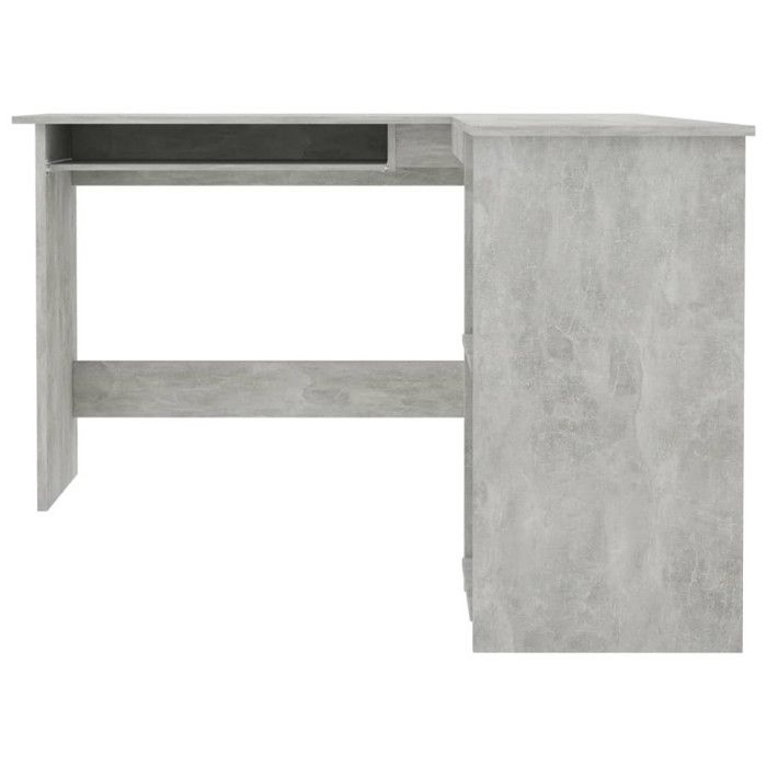 VidaXL Bureau d'angle en forme de L Gris Béton Bois d'ingénierie 800751