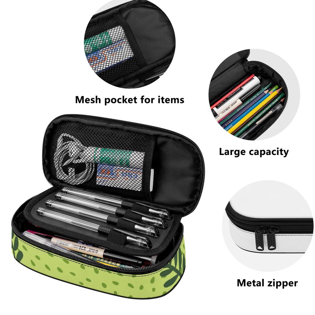 Pencil Case Large Capacity Durable 300D Polyester Secure Zipper with Mesh Pocket Removable Divider and Pen Slots for Students