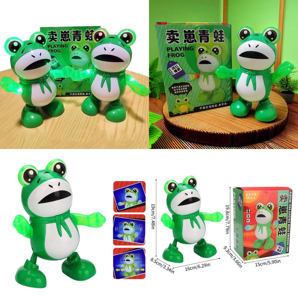 Popular Electric Dancing Frog Toy With Light And Sound Effects Wholesale For Street Vendors