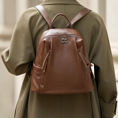 New Full Leather Genuine Leather Women's Luxury Brand Fashion Large Travel Designer Need Backpack
